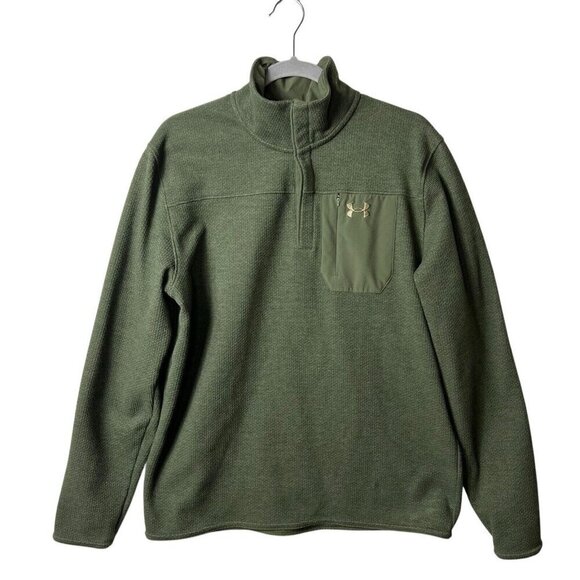 Under Armour Sweatshirt Pullover Mens L Coldgear Loose 1/4 Snap Fleece Lined - Picture 1 of 8
